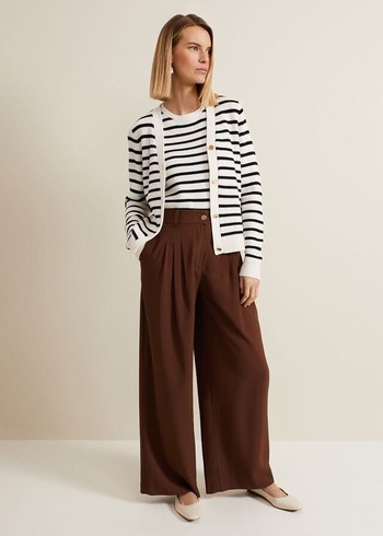 Phase Eight Indiyah Pleated Wide Legs Trousers Brown USA | 3702965-HM